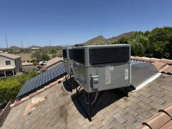 A photo of a rooftop AC unit installation