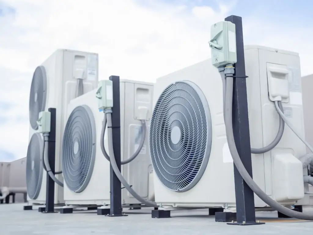 A photo of an HVAC unit on a commercial roof